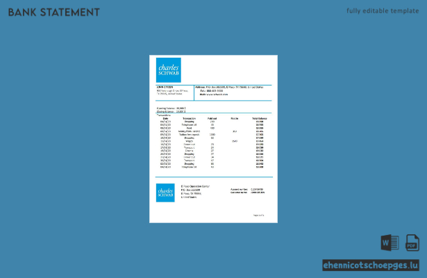 USA Charles Schwab and Co. Bank – Adressnachweis – Beispielvorschau